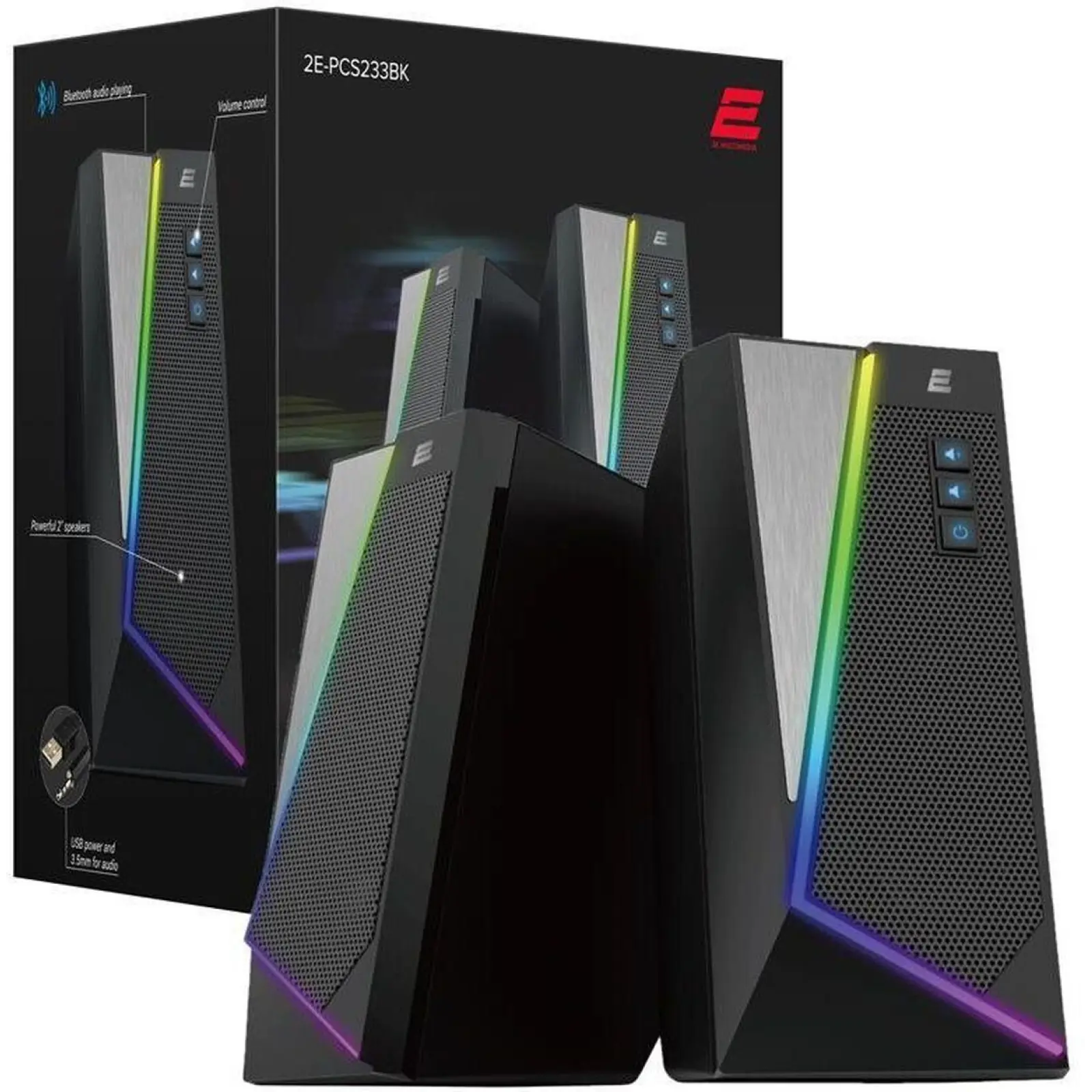 Акустична система 2E PCS233 RGB 2.0 USB Black (2E-PCS233BK) UA