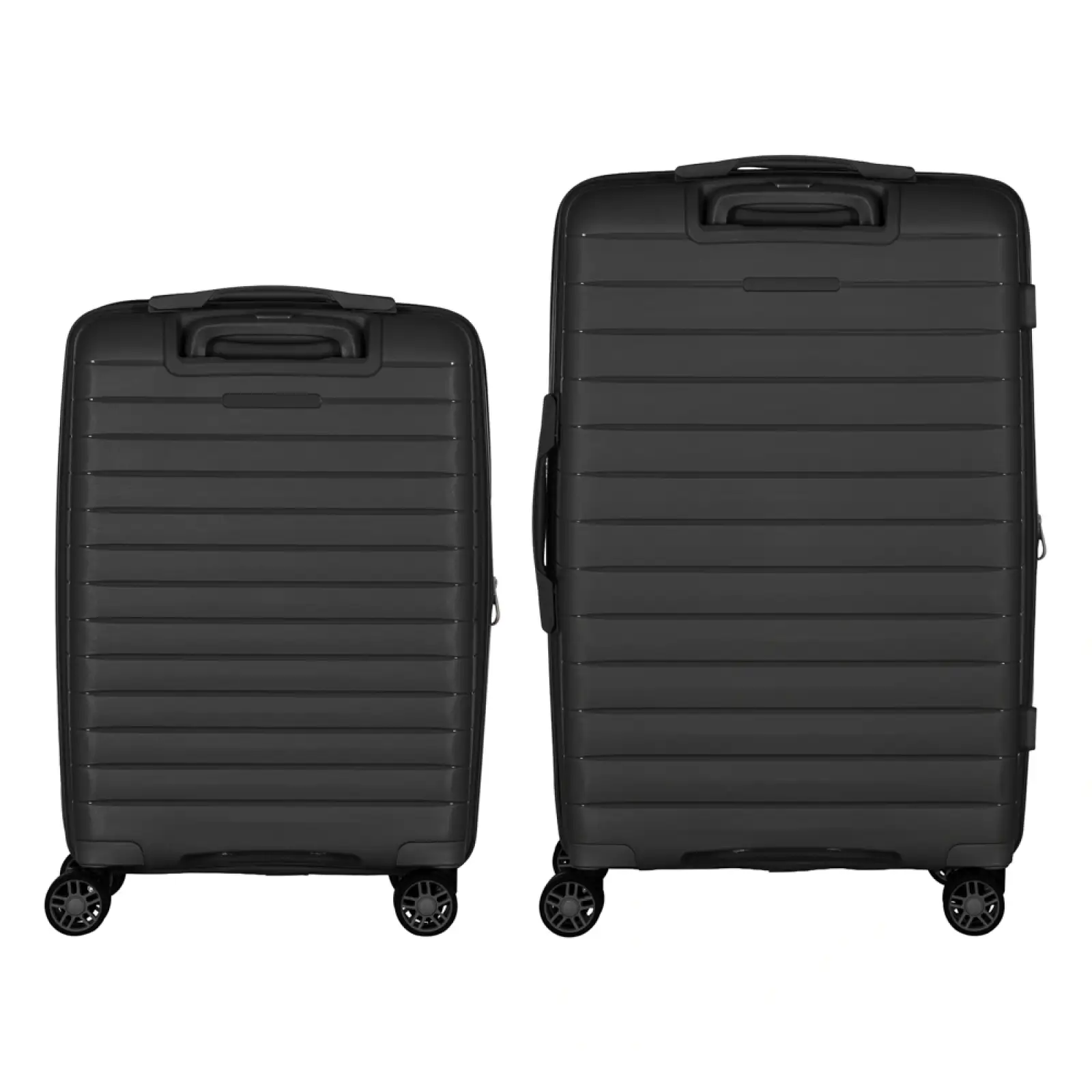 Набір валіз 2E, Aero, поліпропілен, (M+S), TSA, 4 колеса, EXP, чорний (2E-SPP-AERO-SET2-BK) UA