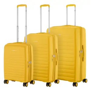 Набір валіз 2E, Aero, поліпропілен, (L+M+S), TSA, 4 колеса, EXP, бурштиново-жовтий (2E-SPP-AERO-SET3-AY) UA