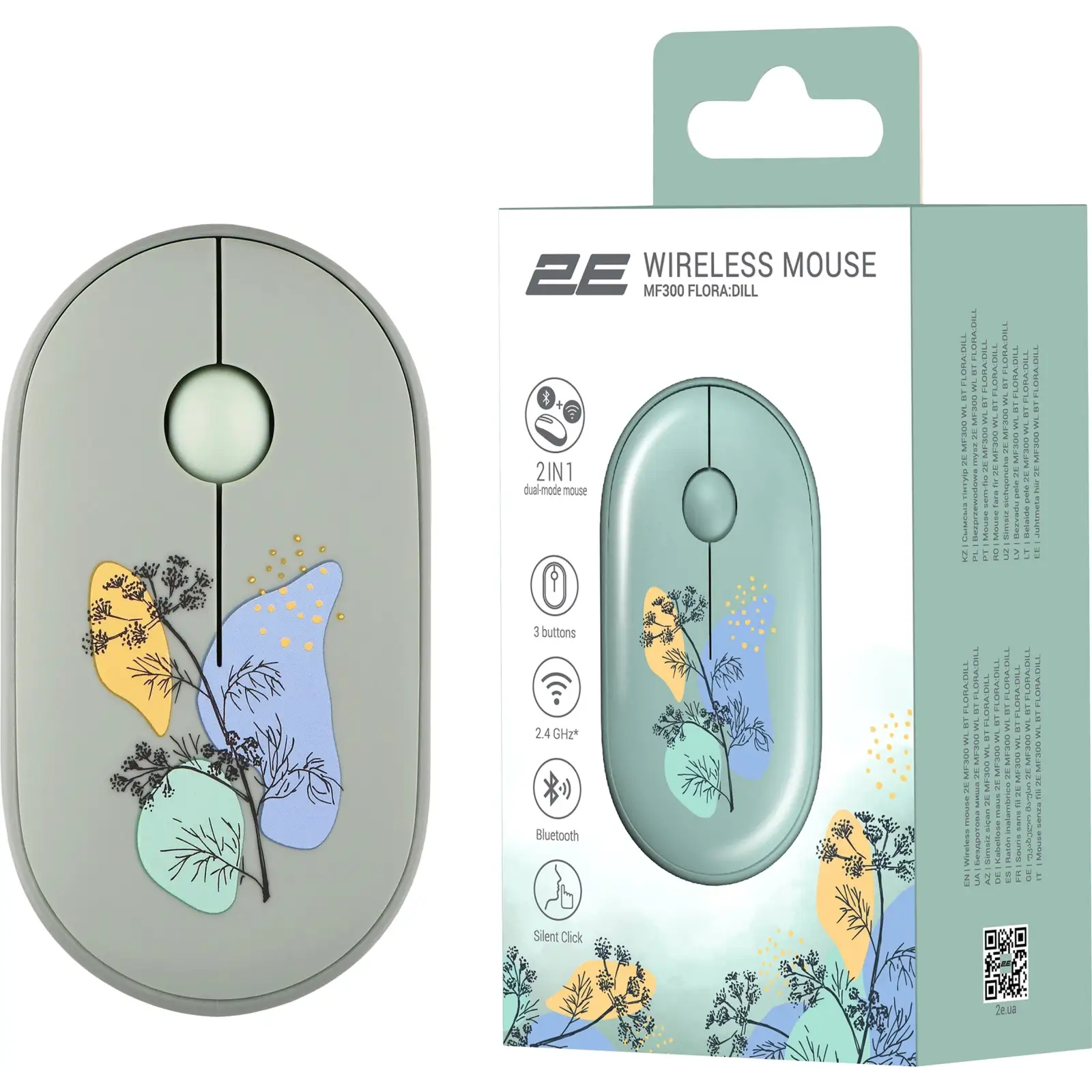 Мышь 2E MF300 Flora Silent WL BT Dill (2E-MF300WFLORAGN) UA