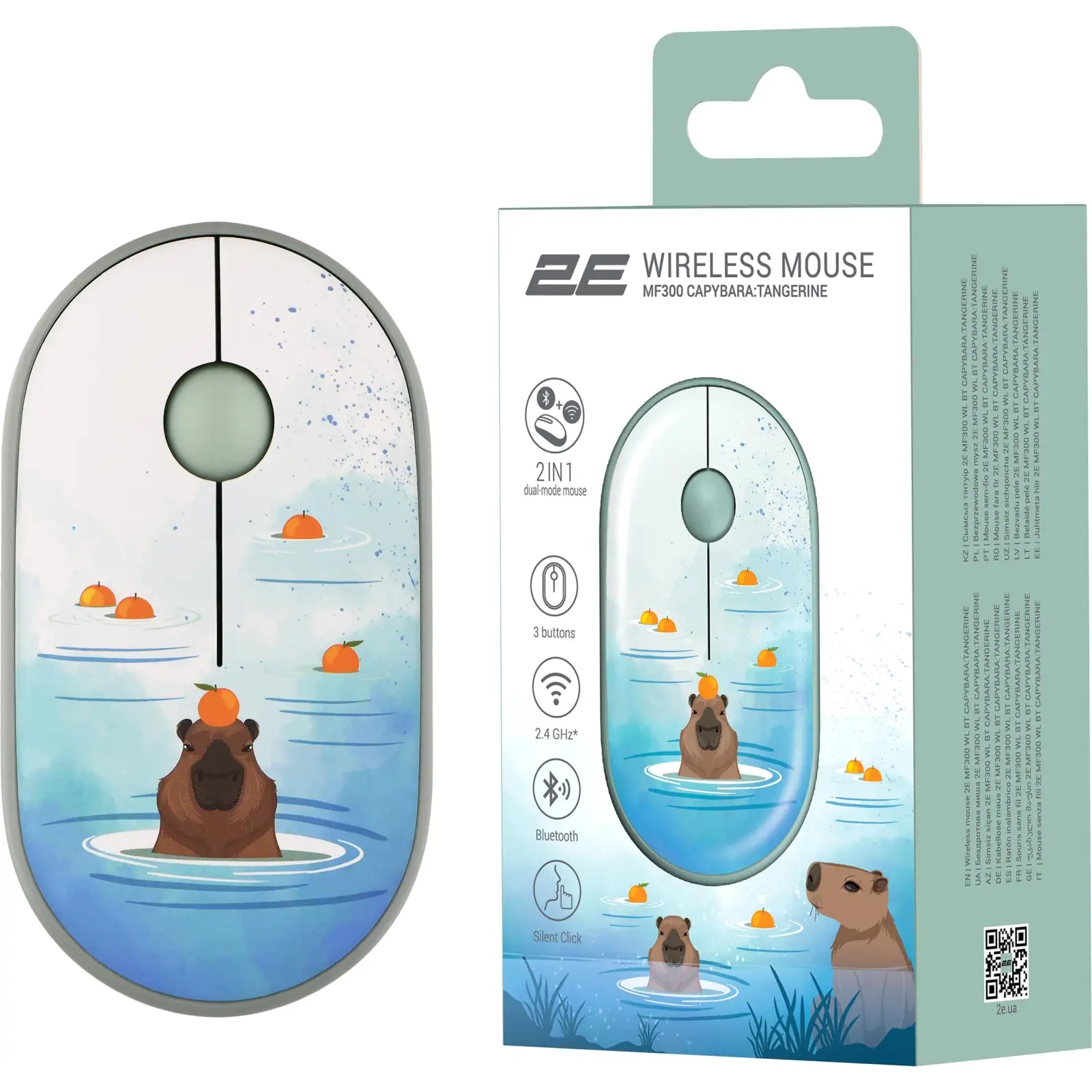 Миша 2E MF300 CAPYBARA:TANGERINE Silent WL BT Green (2E-MF300WCAPIBARAGN) UA