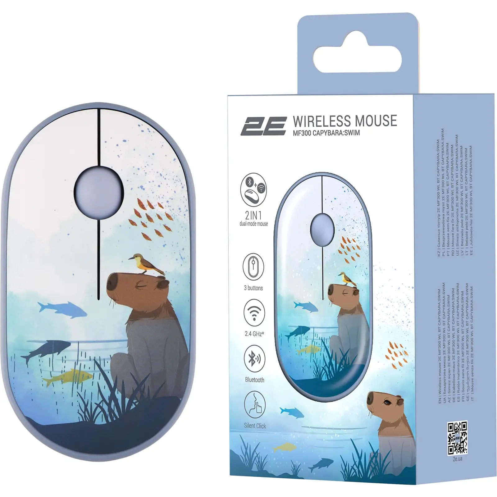 Миша 2E MF300 Capybara Silent WL BT Swim (2E-MF300WCAPIBARABL) UA