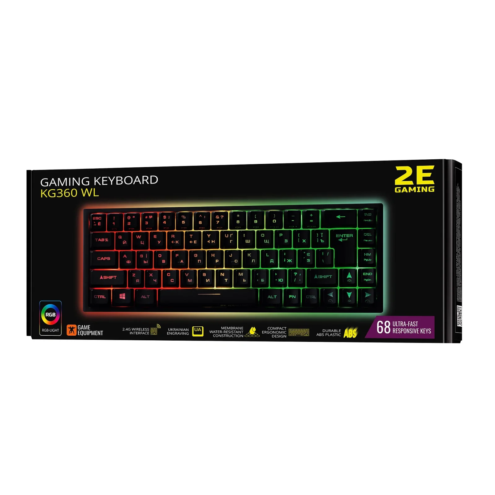 Клавиатура беспроводная 2E KG360UBK RGB Wireless Black (2E-KG360UBK) UA