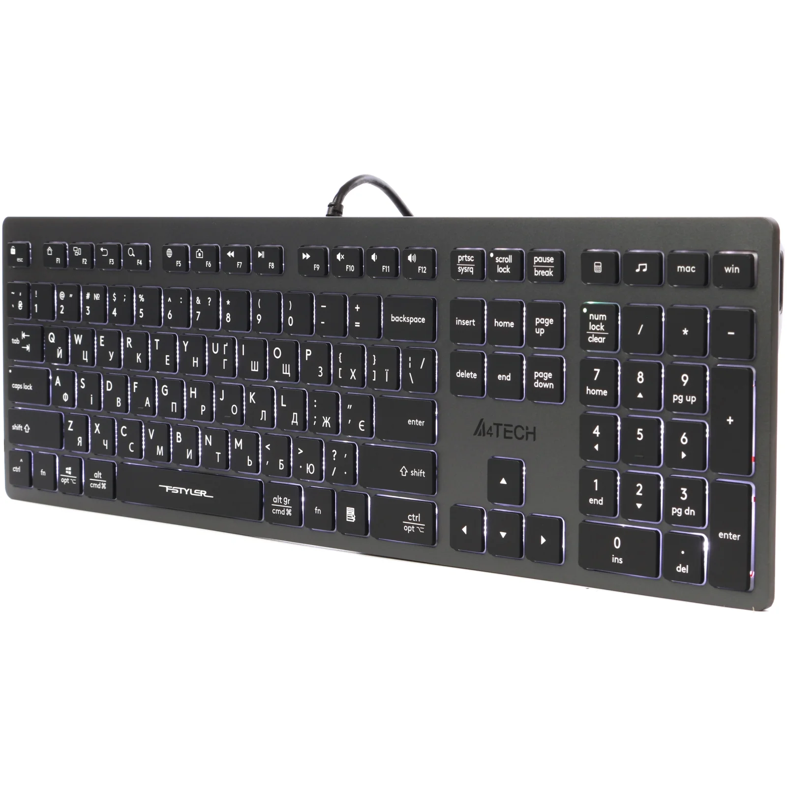 Клавіатура A4Tech Fstyler FX60H Grey White Backlit UA