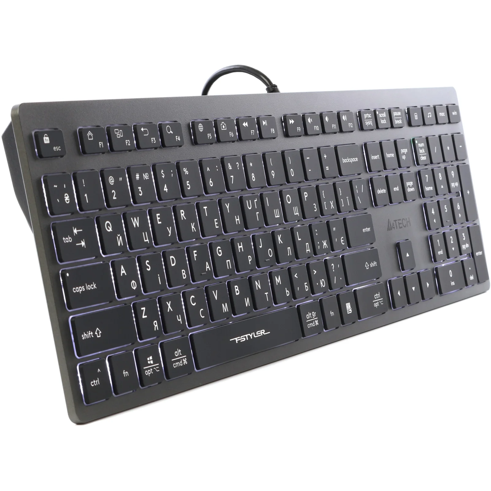 Клавіатура A4Tech Fstyler FX60H Grey White Backlit UA