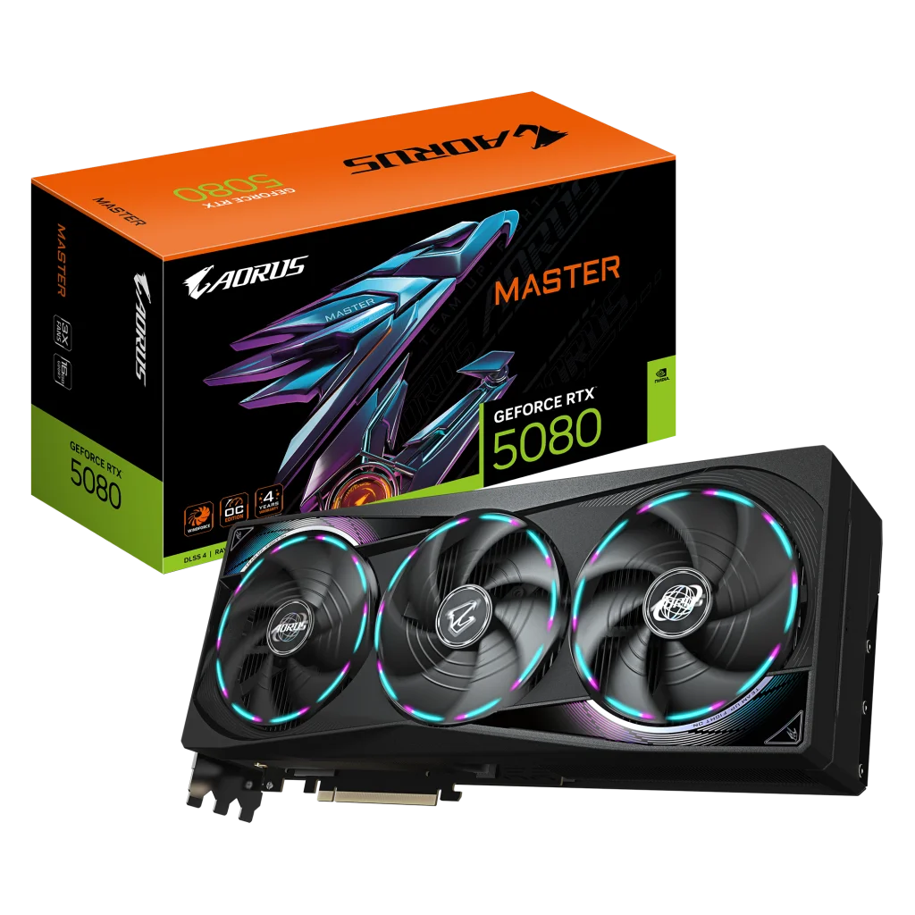 Відеокарта GF RTX 5080 16GB GDDR7 Aorus Master Gigabyte (GV-N5080AORUS M-16GD) UA
