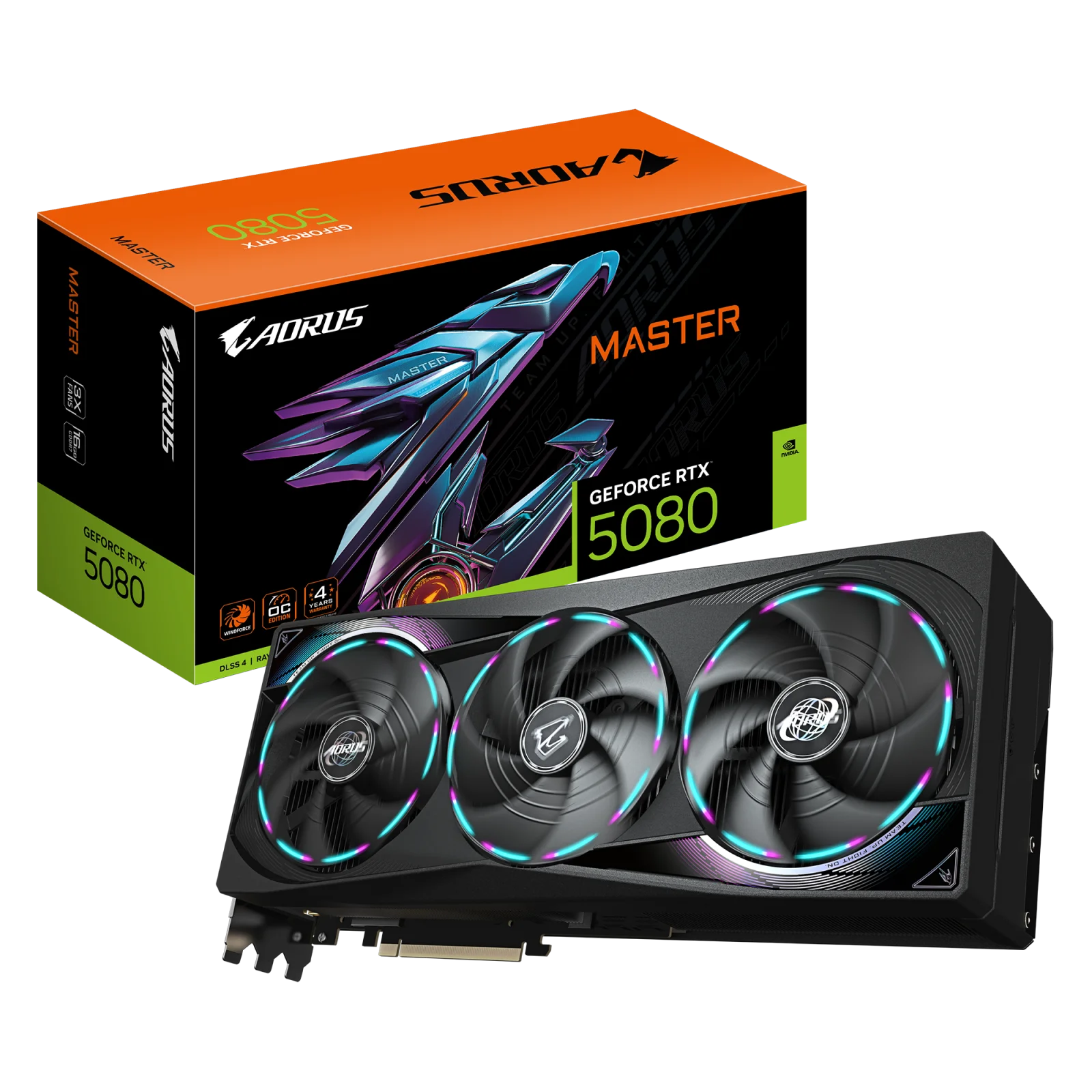 Відеокарта GF RTX 5080 16GB GDDR7 Aorus Master Gigabyte (GV-N5080AORUS M-16GD) UA