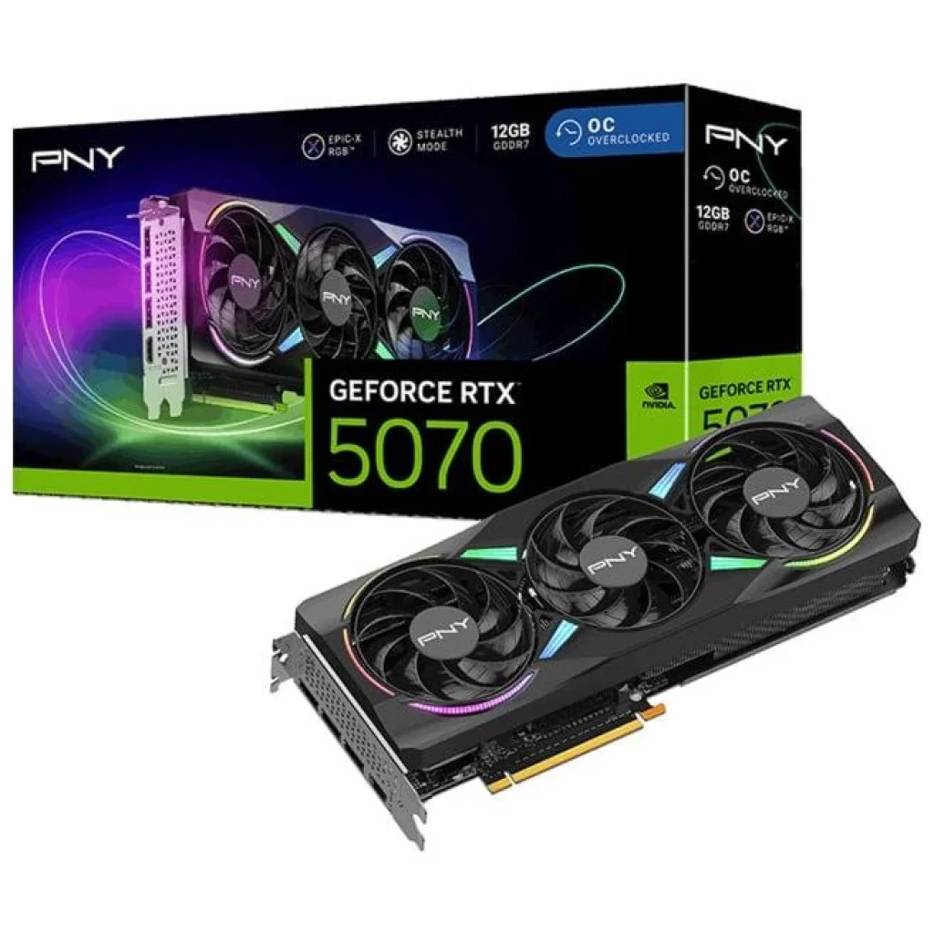 Відеокарта PNY GeForce RTX 5070 ARGB EPIC-X RGB Overclocked Triple Fan (VCG507012TFXXPB1-O)