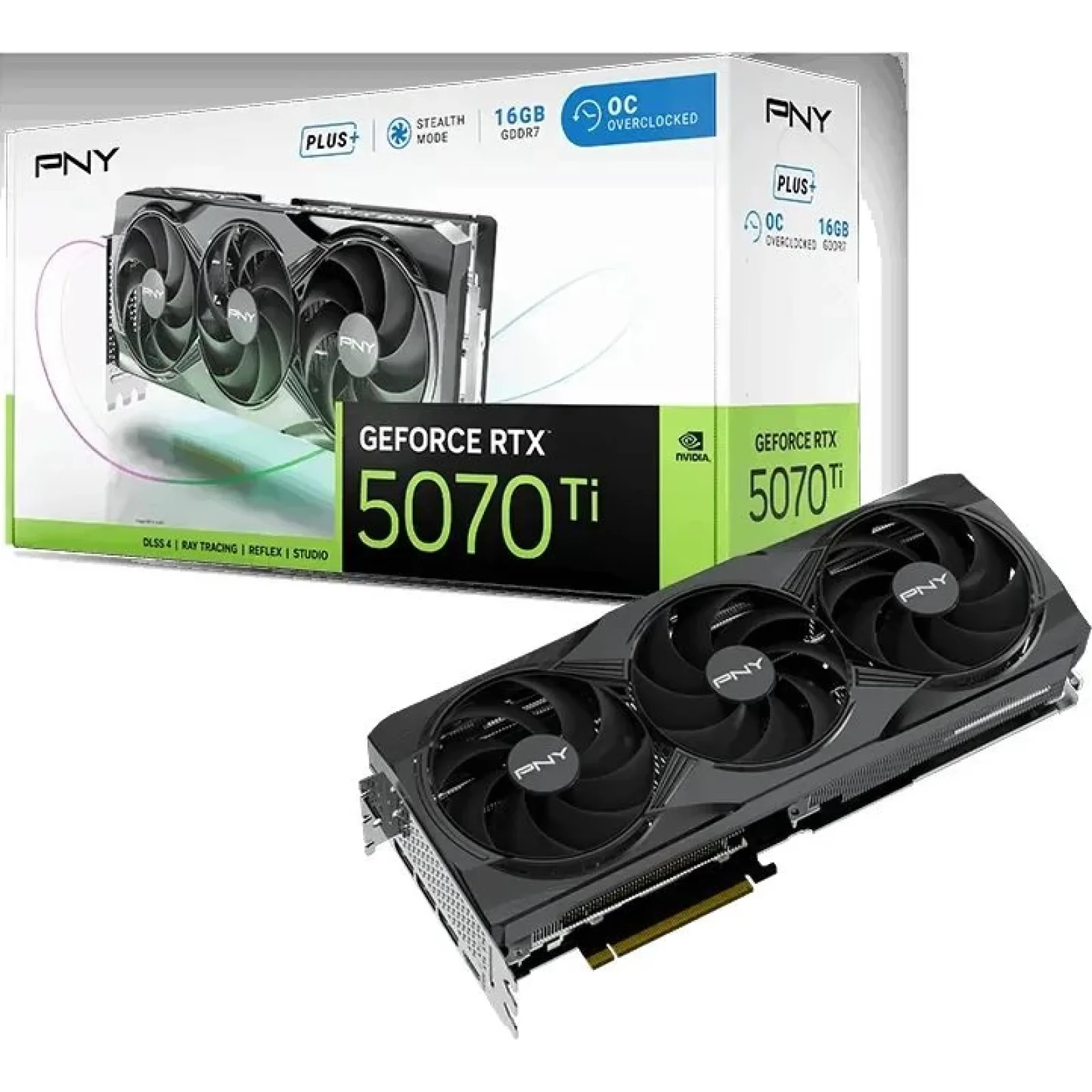 Відеокарта PNY GeForce RTX 5070 Ti 16 GB Overclocked Triple Fan Plus (VCG5071T16TFXPB1-O)