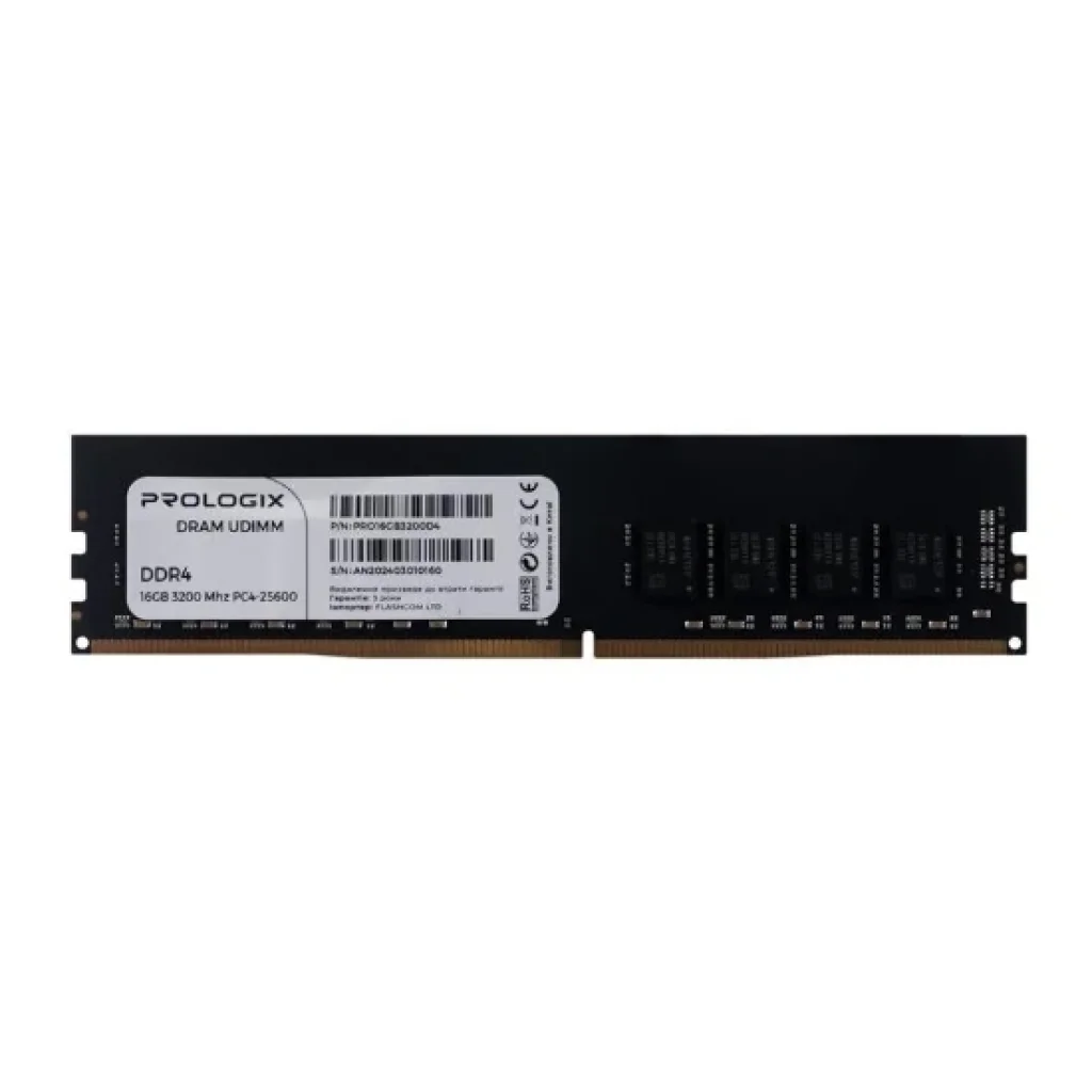 Модуль памяти DDR4 2x8GB/3200 Prologix Black (PRO16GB3200B4K) UA