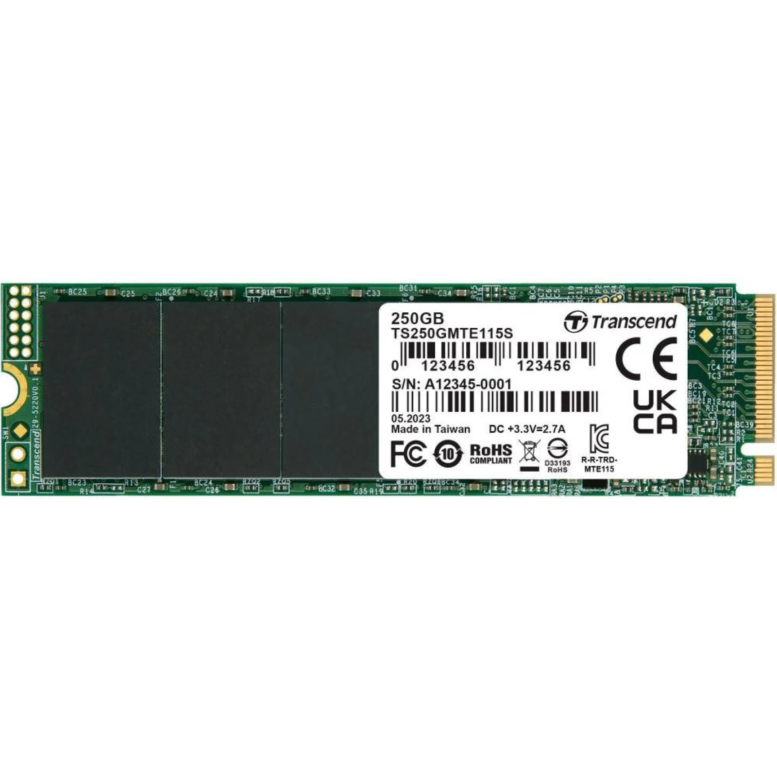 Накопитель SSD TRANSCEND MTE115S 250GB M.2 2280 Gen3x4 TLC (TS250GMTE115S) UA