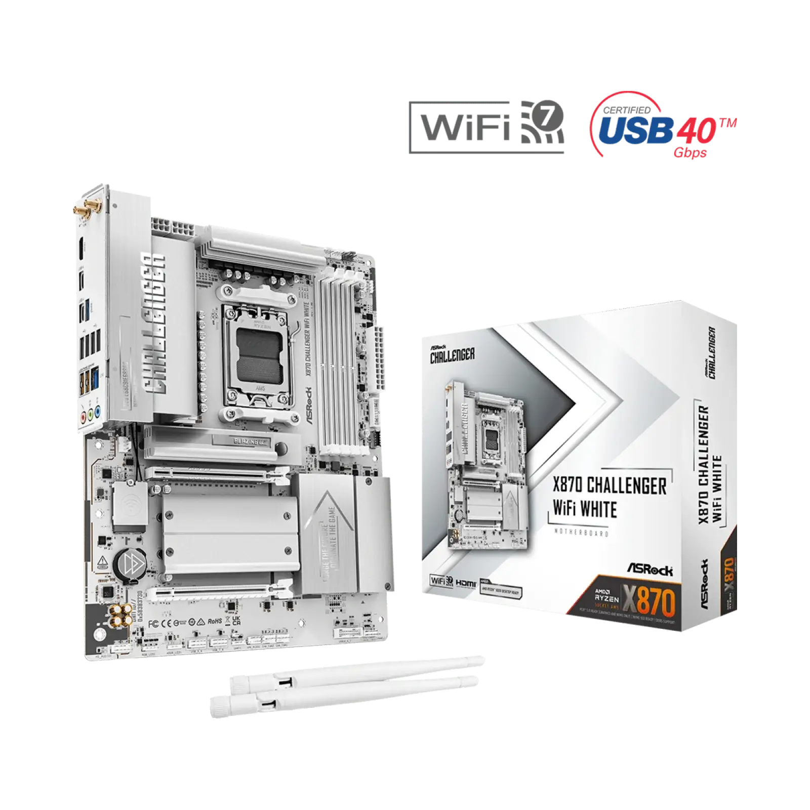 Материнская плата ASRock X870 Challenger WiFi White s-AM5 UA