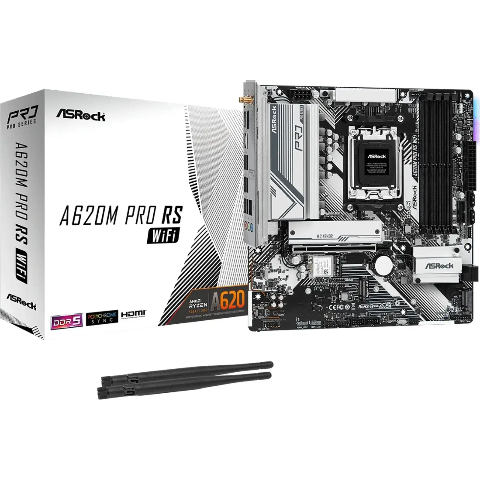 Материнская плата ASRock A620M Pro RS WiFi s-AM5 A620 UA