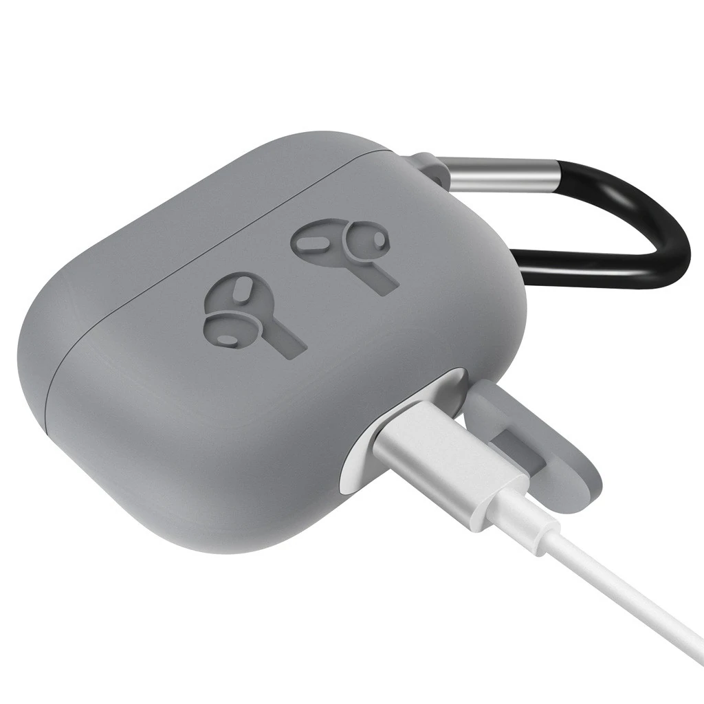 Чохол Airpods Pro Silicone Soft Case Clip Gray