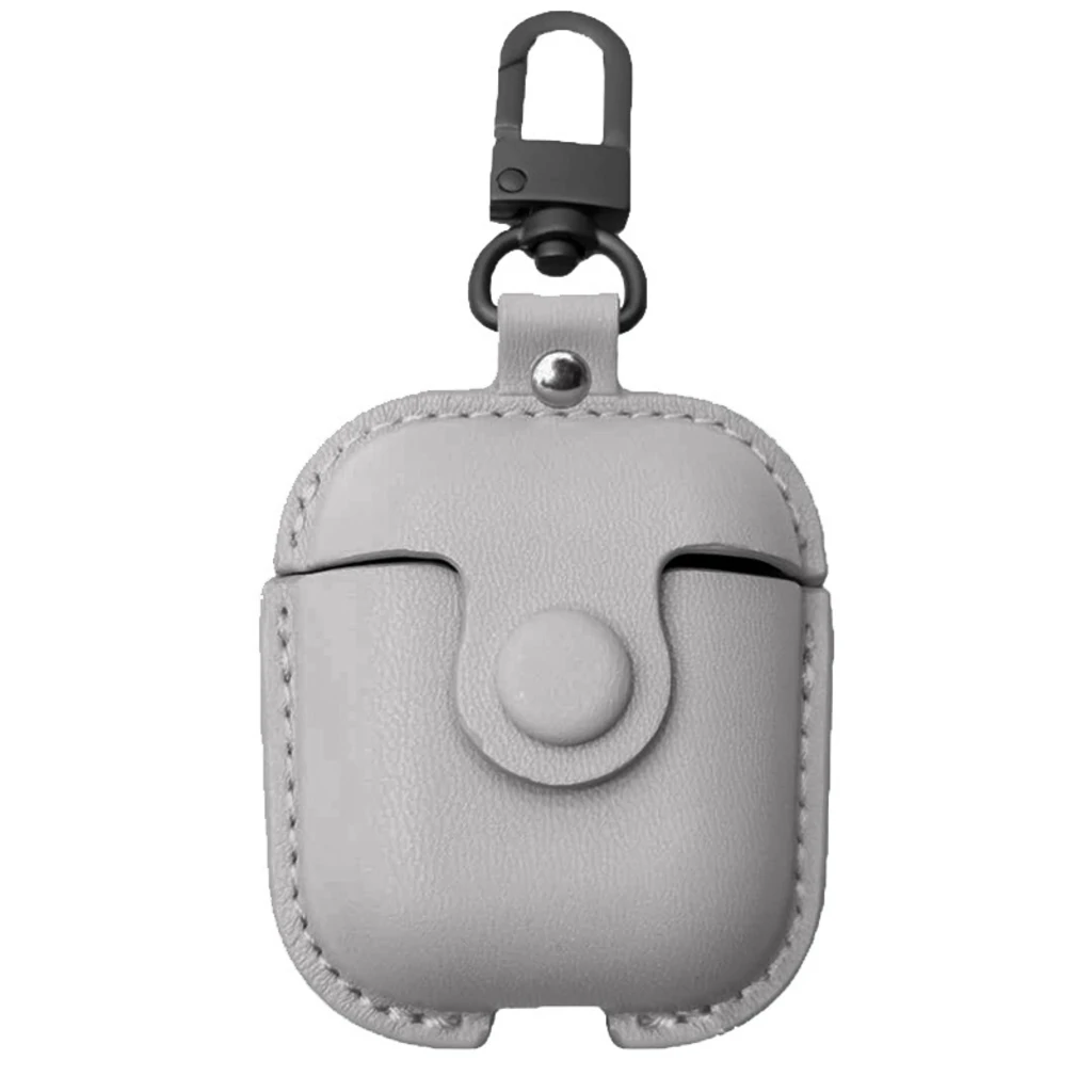 Чехол с карабином Airpods, Airpods 2 Leather Bag Grey