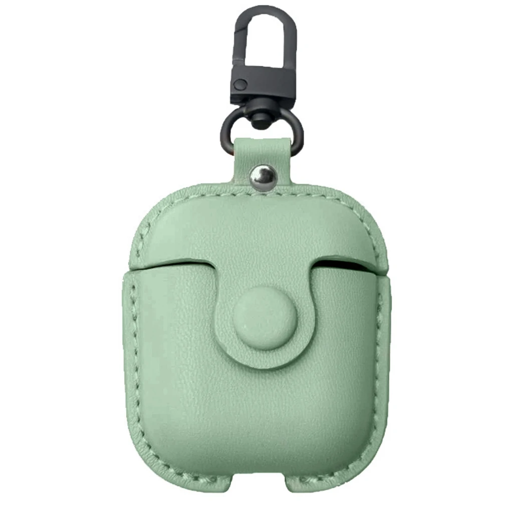 Чохол з карабіном Airpods, Airpods 2 Leather Bag Green