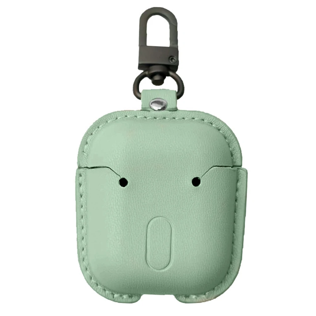Чохол з карабіном Airpods, Airpods 2 Leather Bag Green