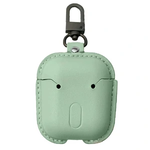 Чохол з карабіном Airpods, Airpods 2 Leather Bag Green