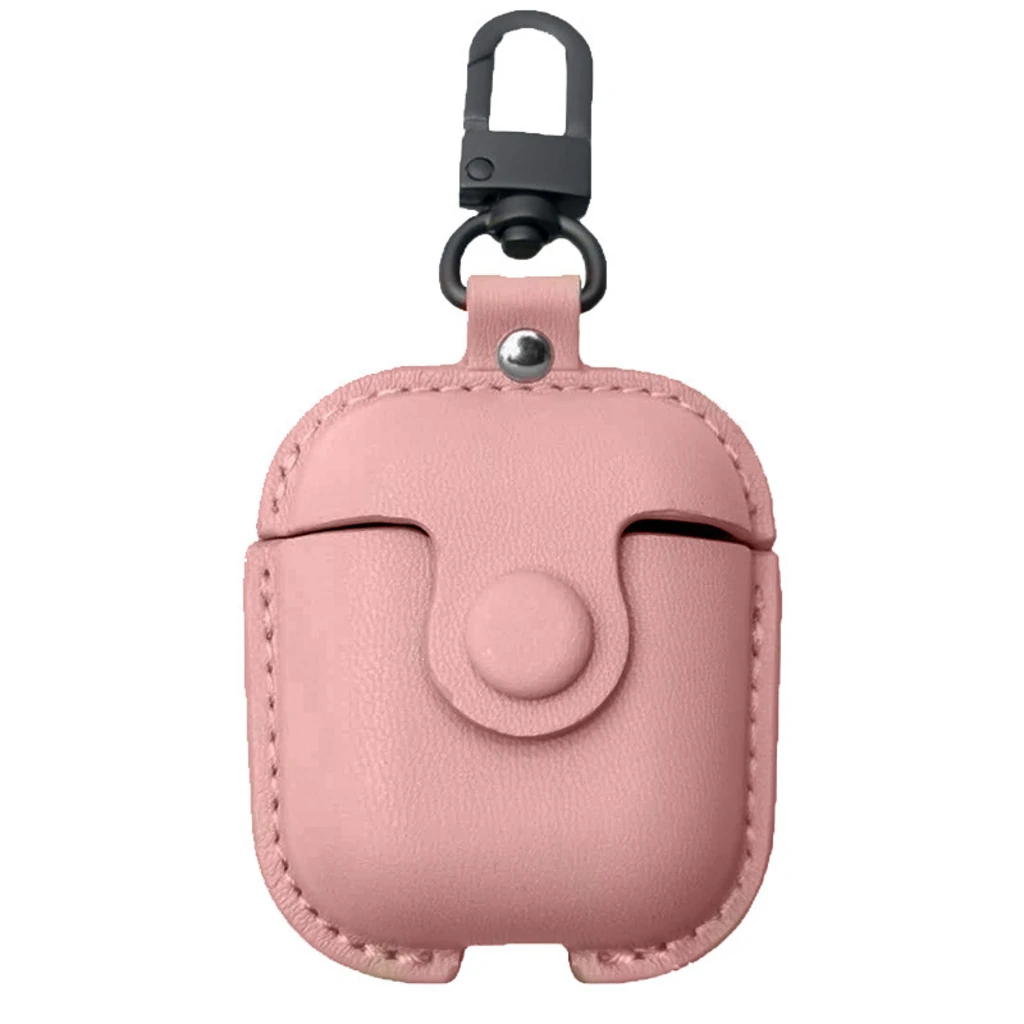 Чохол з карабіном Airpods, Airpods 2 Leather Bag Pink