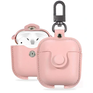 Чохол з карабіном Airpods, Airpods 2 Leather Bag Pink