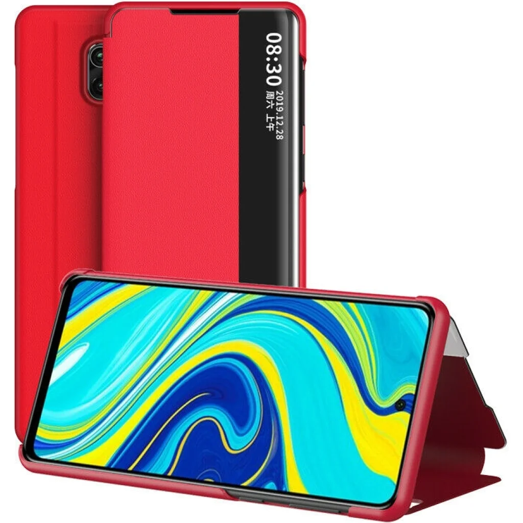 Чехол Smart View Cover Red для Xiaomi Redmi Note 9s, Redmi Note 9 Pro, Redmi Note 9 Pro Max