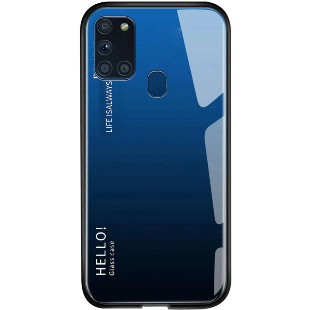 Чохол TPU Glass Gradient Hello Blue/Black для Samsung Galaxy A21s SM-A217
