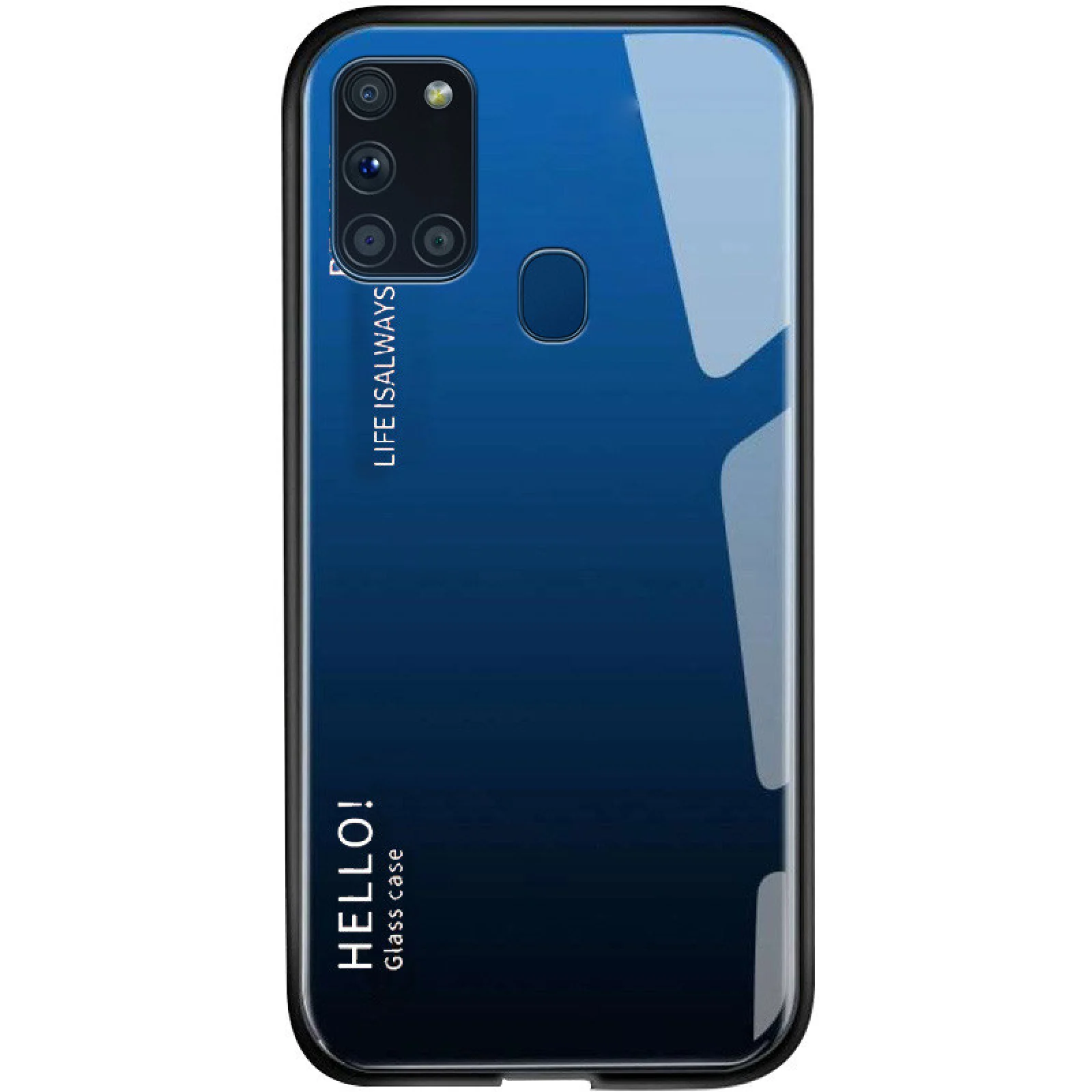 Чохол TPU Glass Gradient Hello Blue/Black для Samsung Galaxy A21s SM-A217