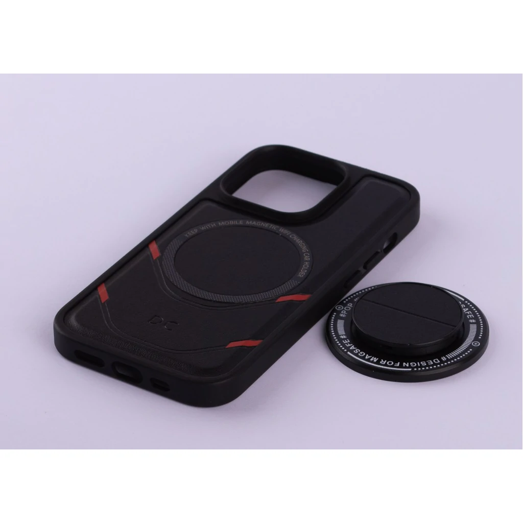 Чохол DC MagSafe Leather Edition + MagSafe PopSocket для iPhone 14 Pro Max Black