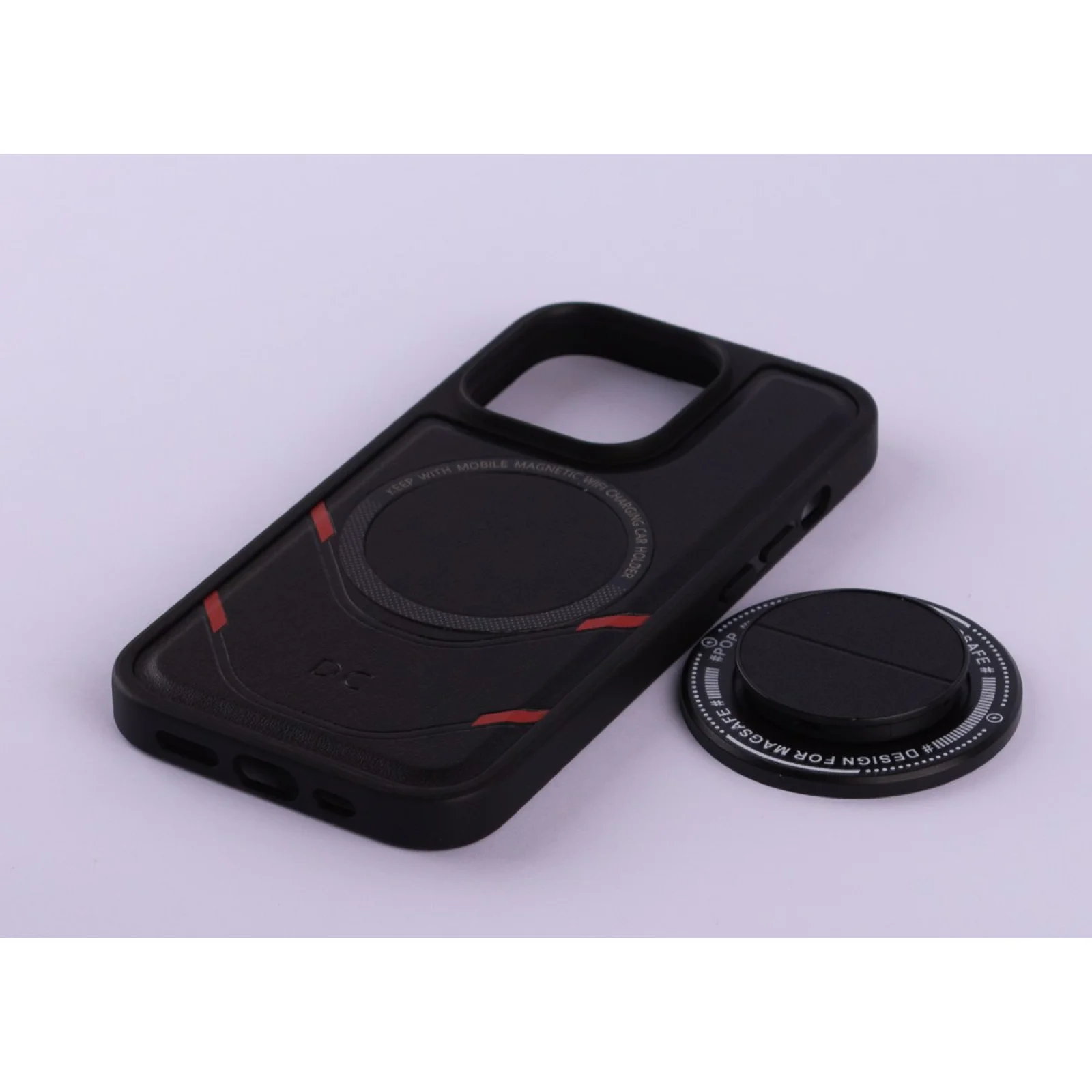 Чехол DC MagSafe Leather Edition + MagSafe PopSocket для iPhone 14 Pro Black