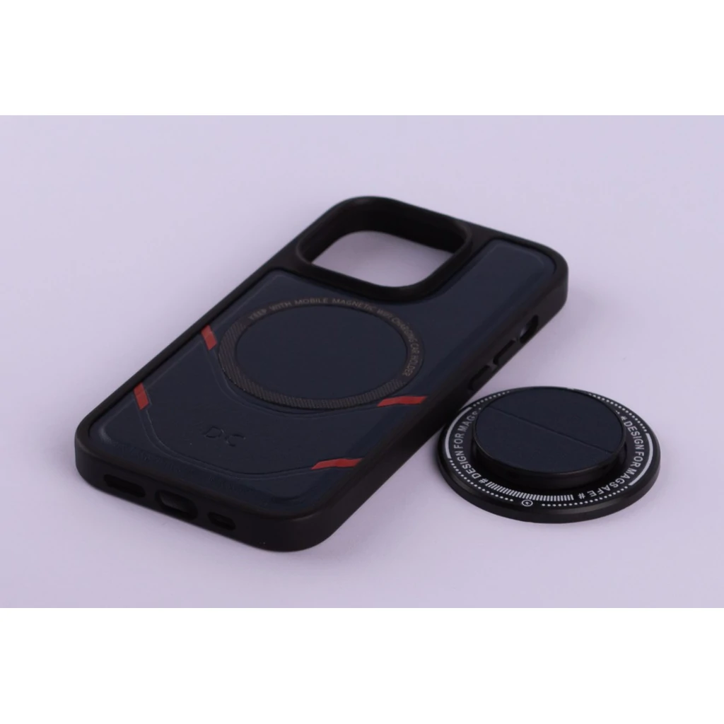 Чохол DC MagSafe Leather Edition + MagSafe PopSocket для iPhone 14 Pro Dark Blue