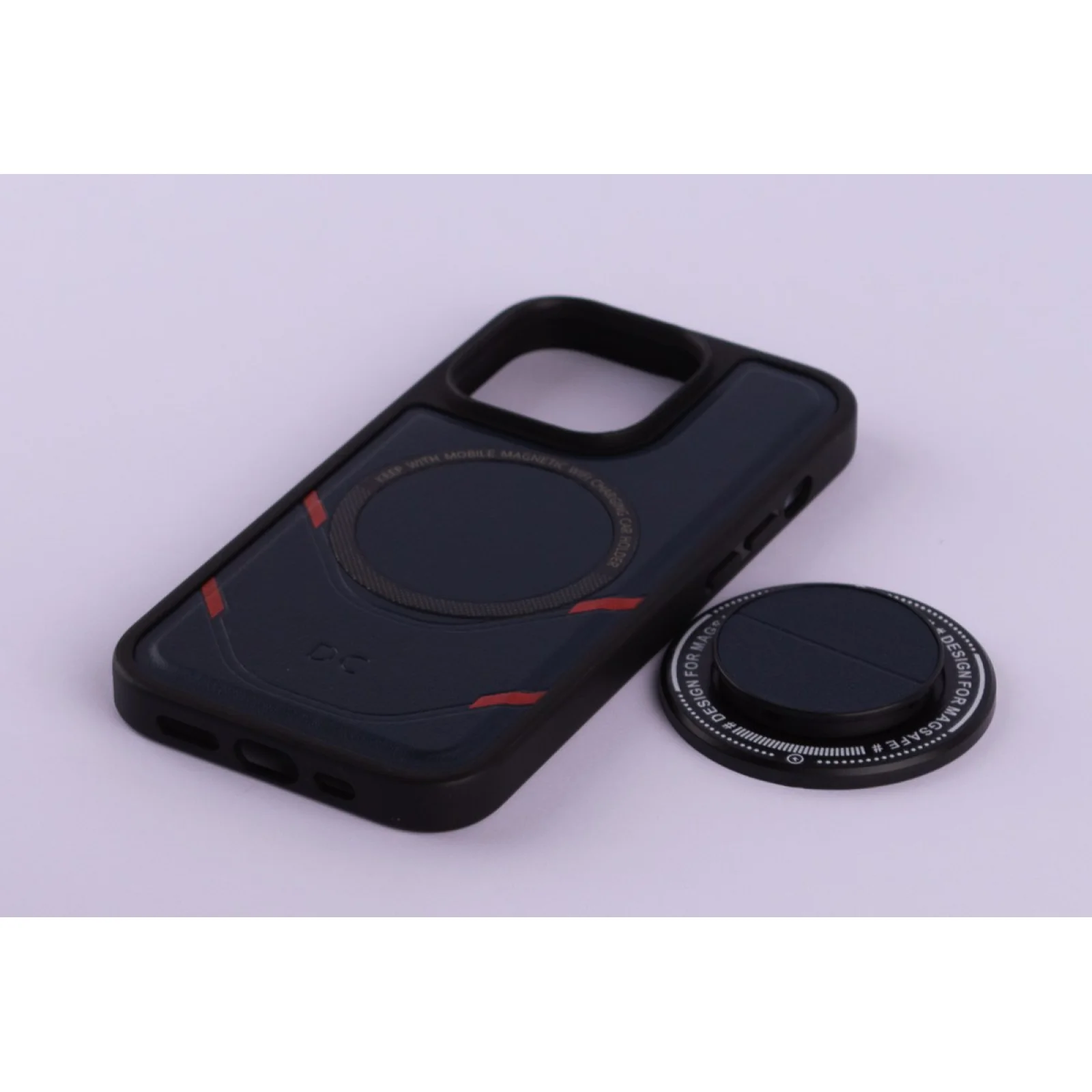 Чехол DC MagSafe Leather Edition + MagSafe PopSocket для iPhone 14 Pro Max Dark Blue