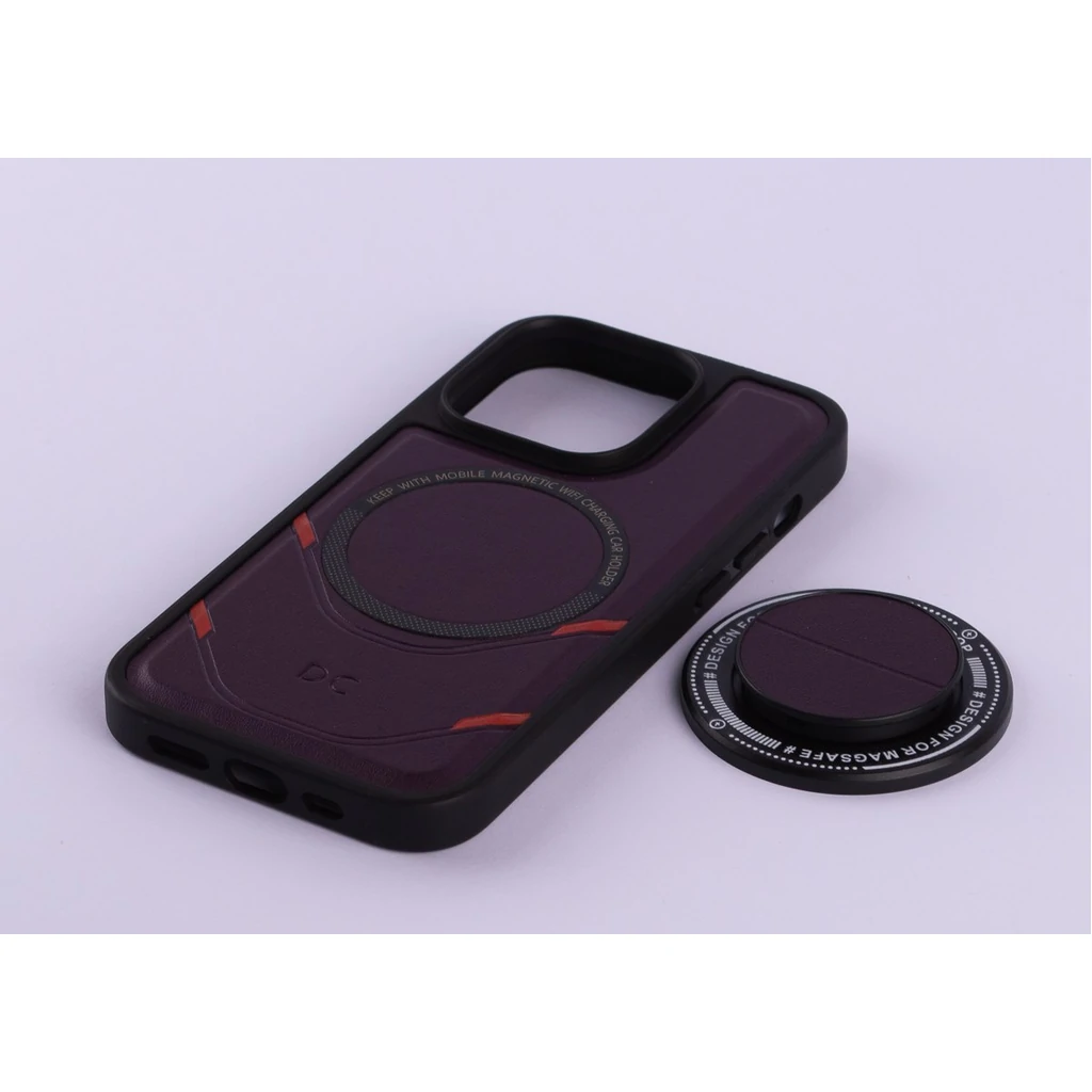 Чохол DC MagSafe Leather Edition + MagSafe PopSocket для iPhone 14 Pro Max Dark Purple