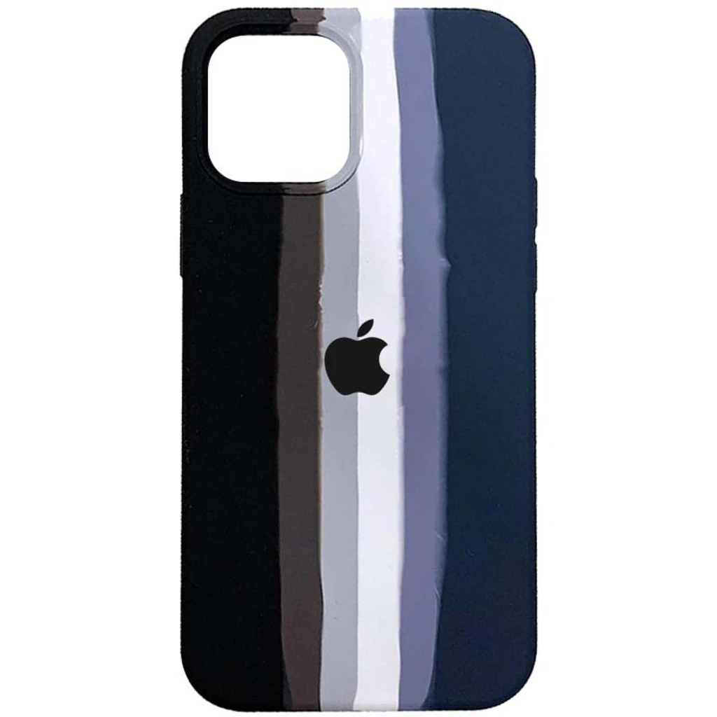 Чохол Silicone Case Full Rainbow Black/Blue для Apple iPhone 13 Pro Max
