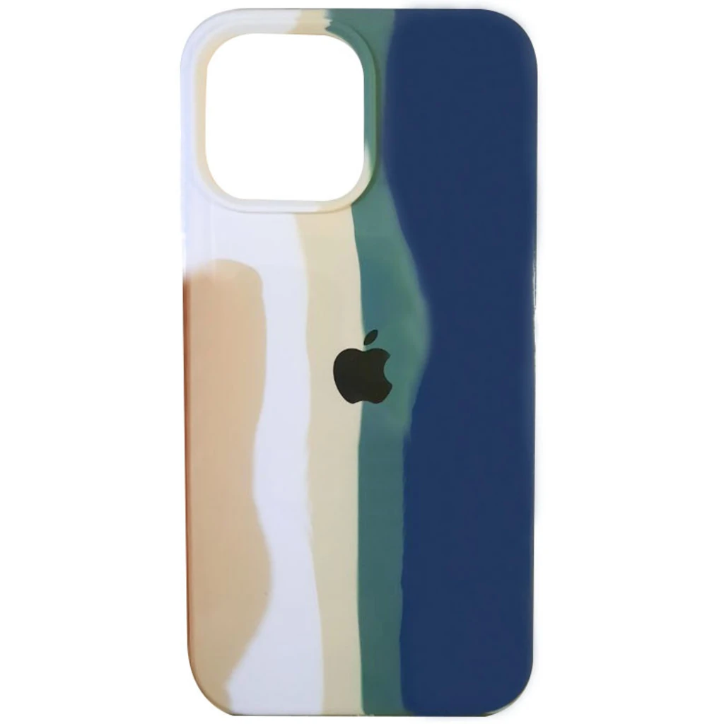 Чохол Silicone Case Full Rainbow White/Blue для Apple iPhone 13 Pro Max