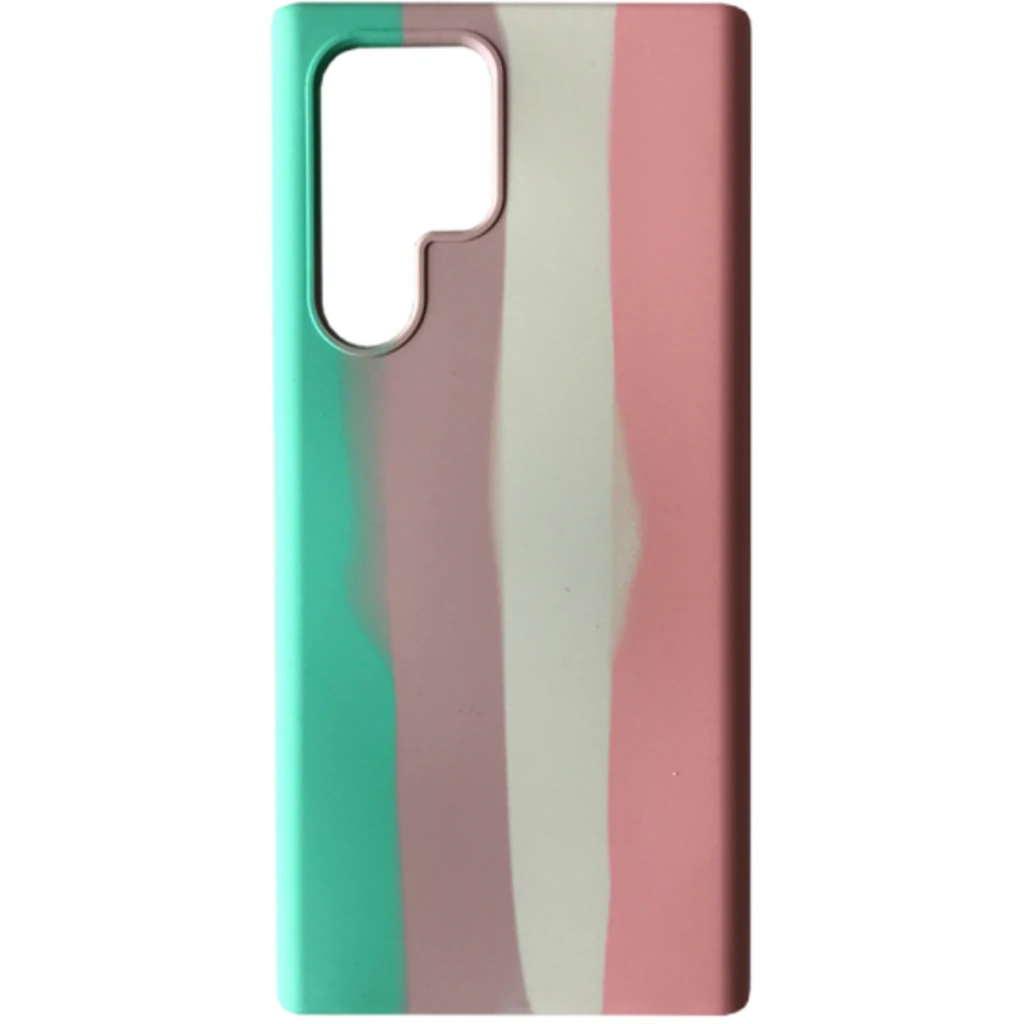 Чохол Silicone Case Full Rainbow Green/Pink для Samsung Galaxy S22 Ultra SM-S908