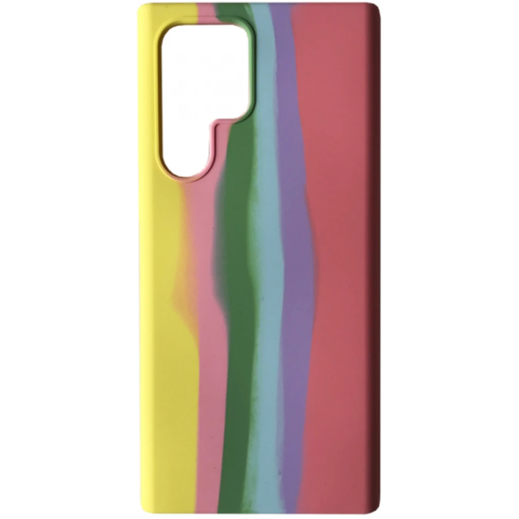 Чохол Silicone Case Full Rainbow Yellow/Bordo для Samsung Galaxy S22 Ultra SM-S908