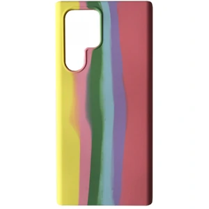 Чохол Silicone Case Full Rainbow Yellow/Bordo для Samsung Galaxy S22 Ultra SM-S908