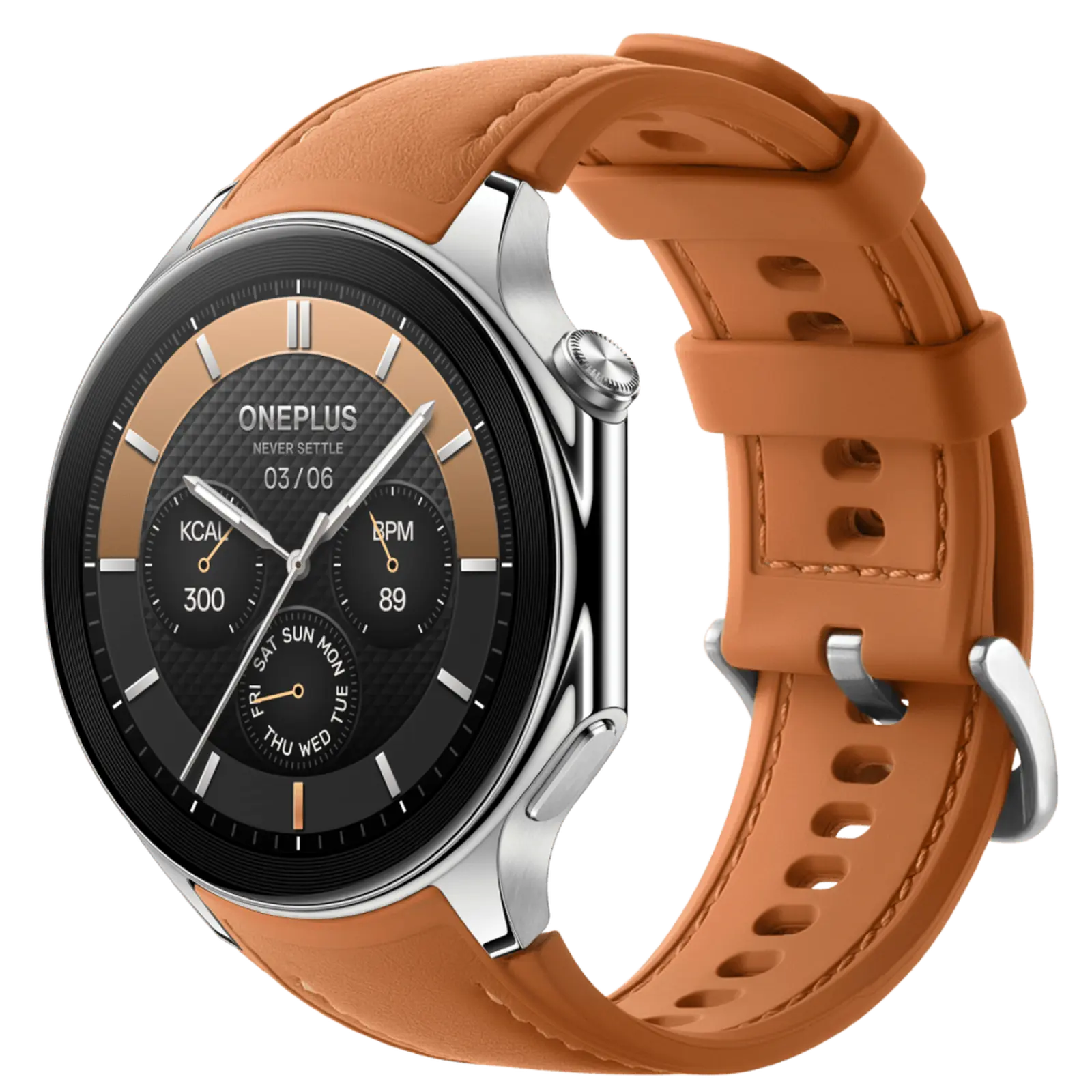 Ремешок для OnePlus Watch 2 Fluororubber Leather Hybrid Strap Brown OPWSE231 (54911000XX)