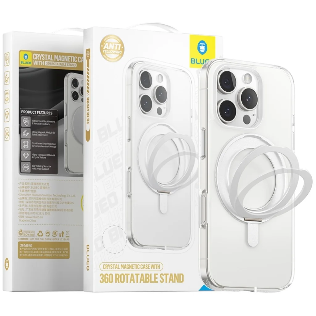 Чехол Blueo Crystal Case ROTATABLE Stand for iPhone 16 Pro with MagSafe Transparent