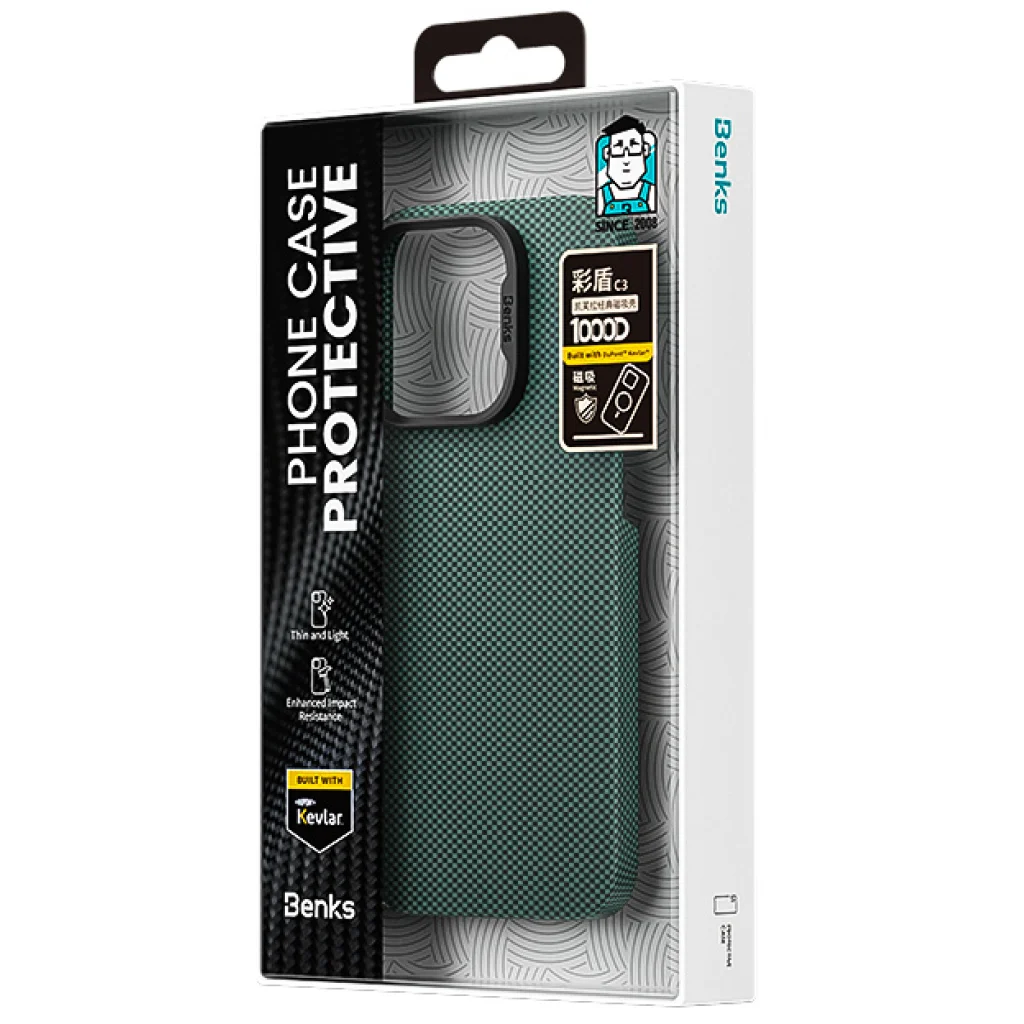 Чехол Benks Armor Tint (1000D) Kevlar Case with MagSafe для iPhone 16 Pro Green