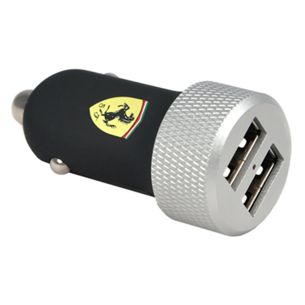 Зарядний пристрій Ferrari 2-USB Car Charger 2.1A з коннектором Apple 30-pin/Lightning, Black
