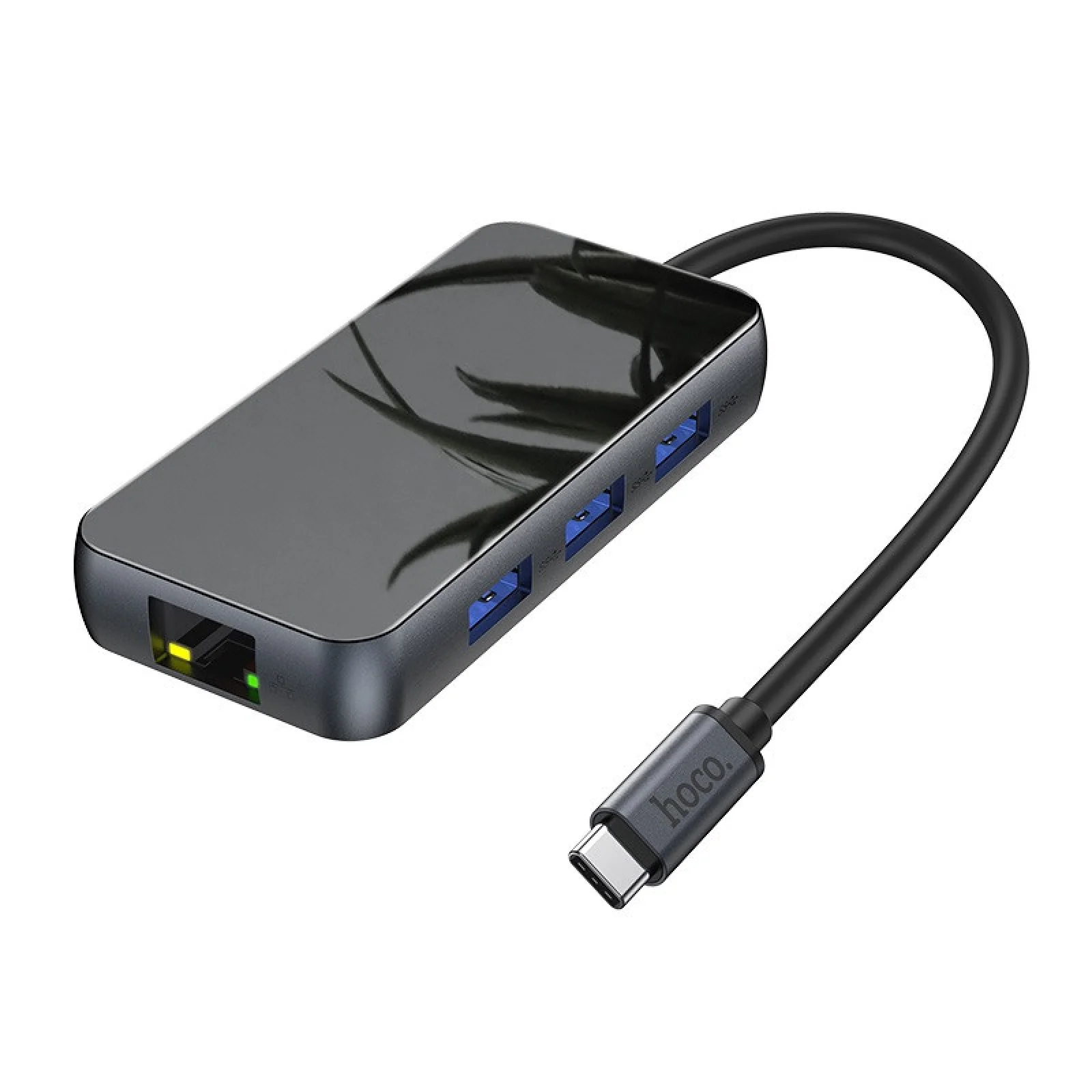 Перехідник Hoco HB16 Type-C to 3хUSB3.0 HDMI PD RJ45 Grey