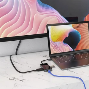 Перехідник Hoco HB16 Type-C to 3хUSB3.0 HDMI PD RJ45 Grey