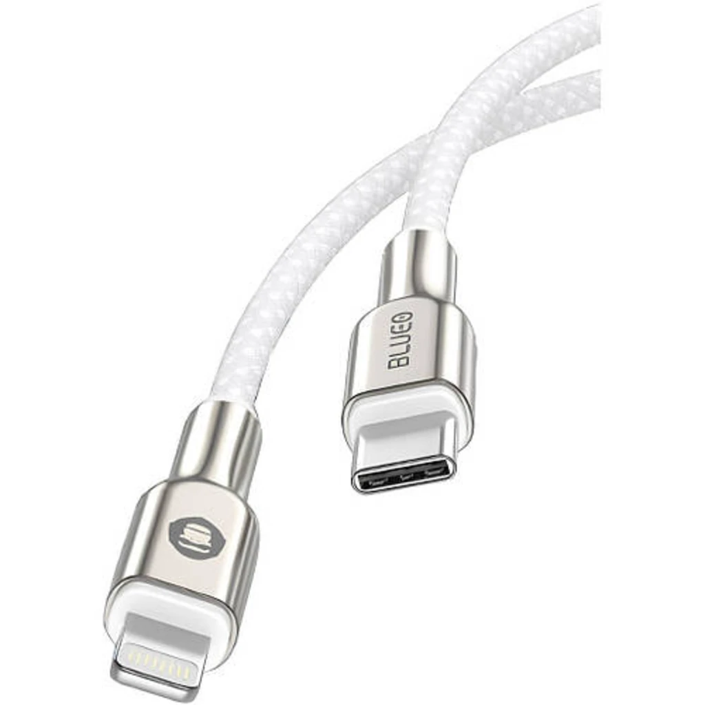 Кабель Blueo Braided Zinc Alloy USB-C to Lightning Cable 1.2m White