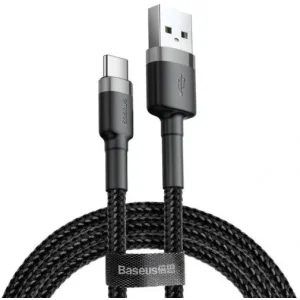 Кабель Baseus Cafule Type-C 2A (3m) Gray/Black, CATKLF-UG1