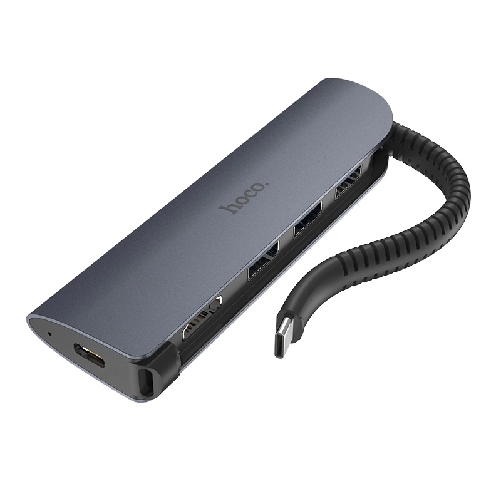 Перехідник Hoco HB13 Type-C to 3хUSB3.0 HDMI PD Grey