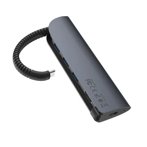 Перехідник Hoco HB13 Type-C to 3хUSB3.0 HDMI PD Grey