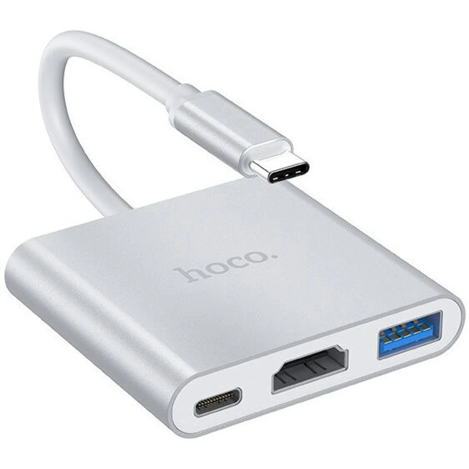 Перехідник Hoco HB14 Type-C to USB3.0+HDMI+PD Silver