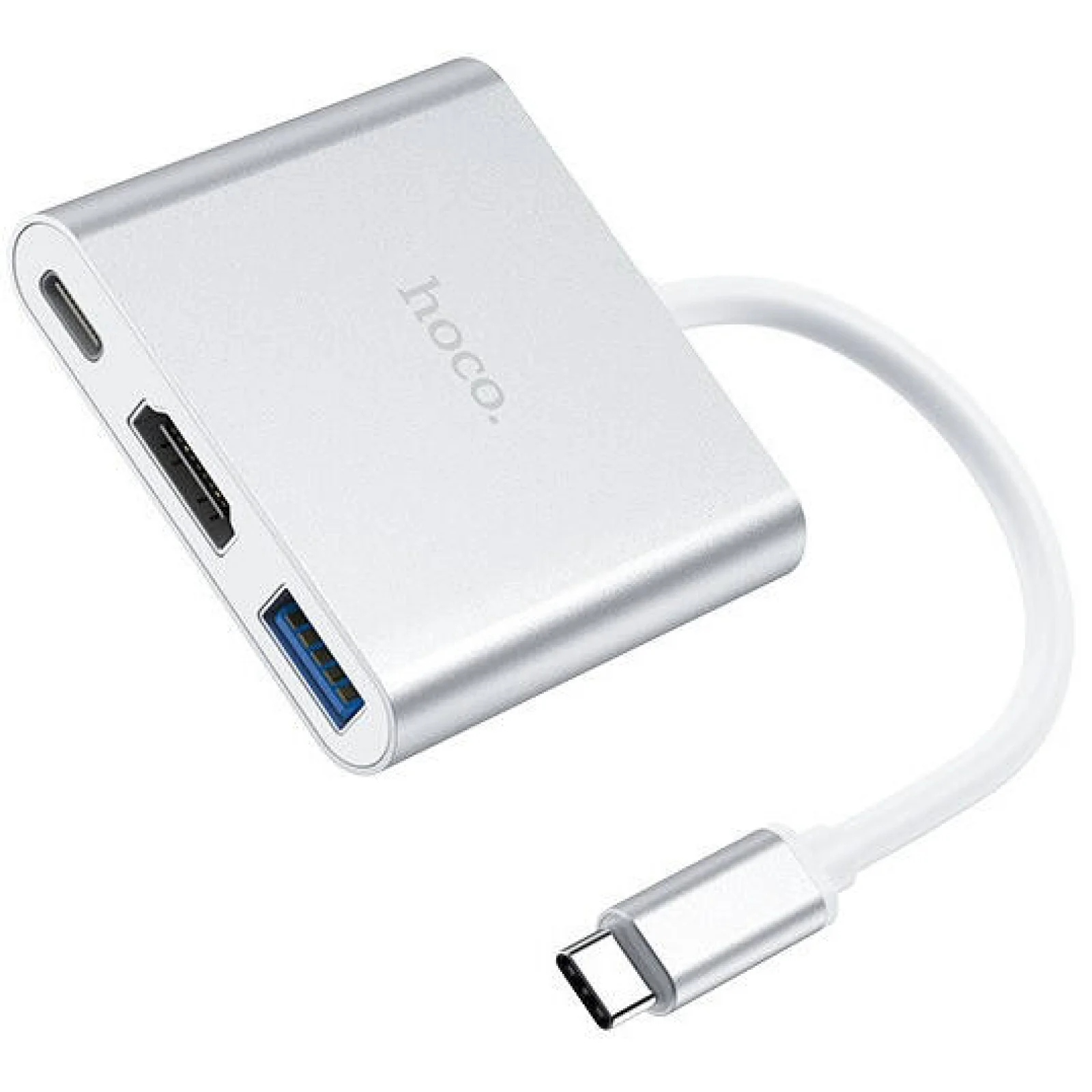 Перехідник Hoco HB14 Type-C to USB3.0+HDMI+PD Silver