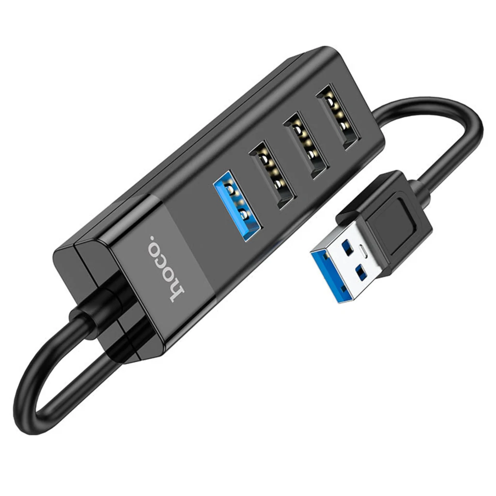 USB-Хаб Hoco HB25 Easy mix 4in1 USB to USB3.0+3хUSB2.0 Black